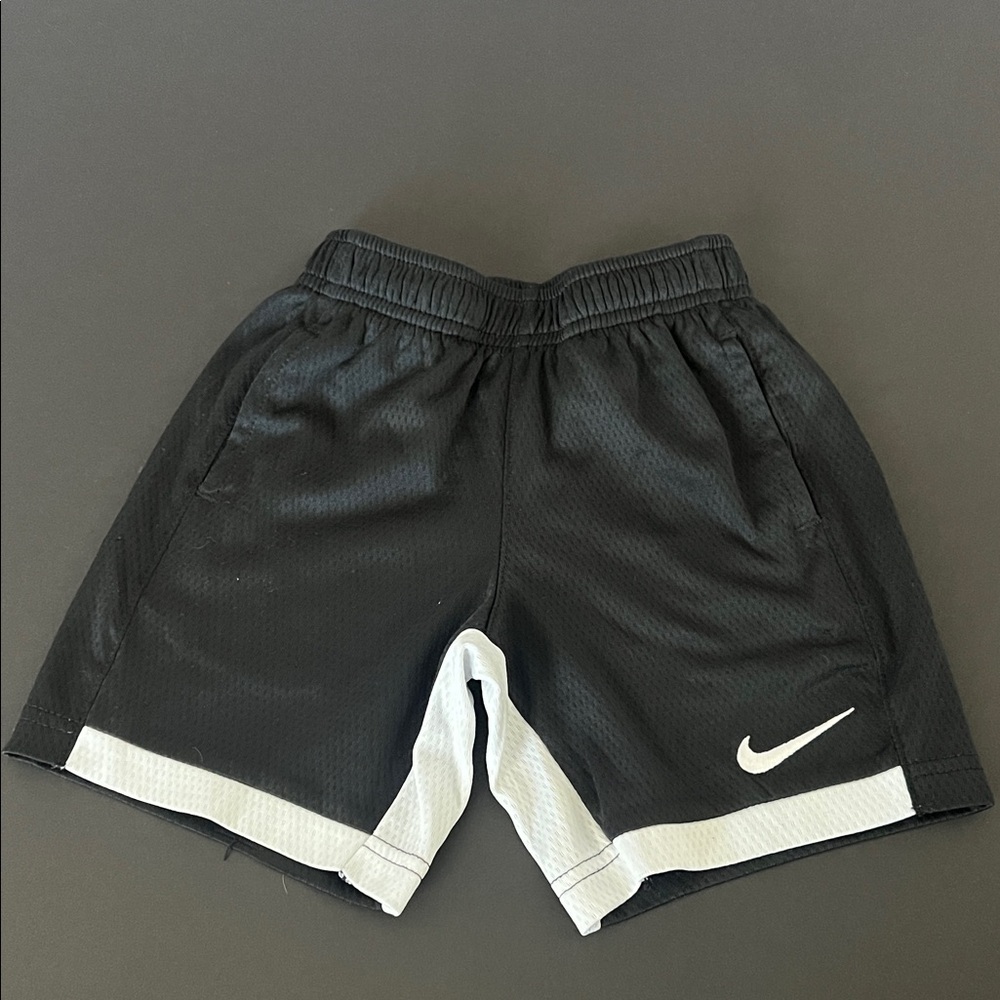 Nike Kids Black Athletic Mesh Shorts with White Accents